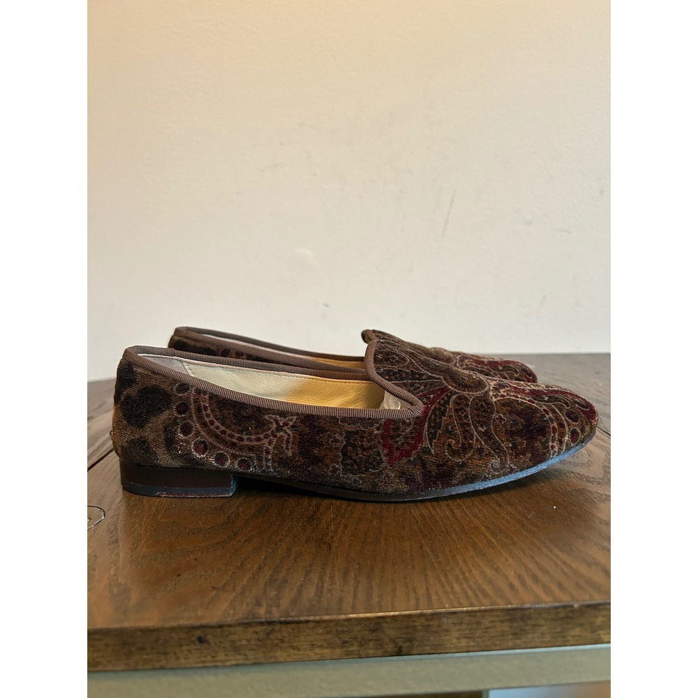 Stubbs & Wooton Velvet Printed Loafers Women's Size 6.5